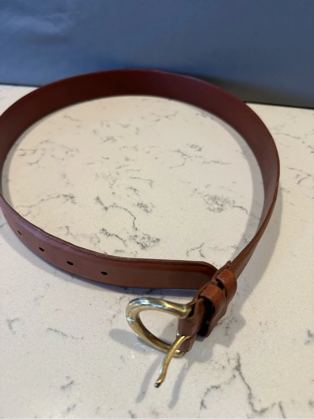 Coach Tan Leather Belt with Brass Round Buckle